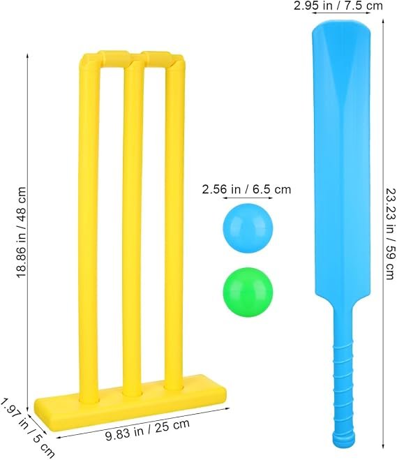 Abaodam Kids Cricket Set with Plastic Bat Ball and Stumps Cricket for Kids Outdoor Beach and Backyard Sport Game Portable Interactive Toy for Hand-Eye Coordination and Family Fun - Image 2