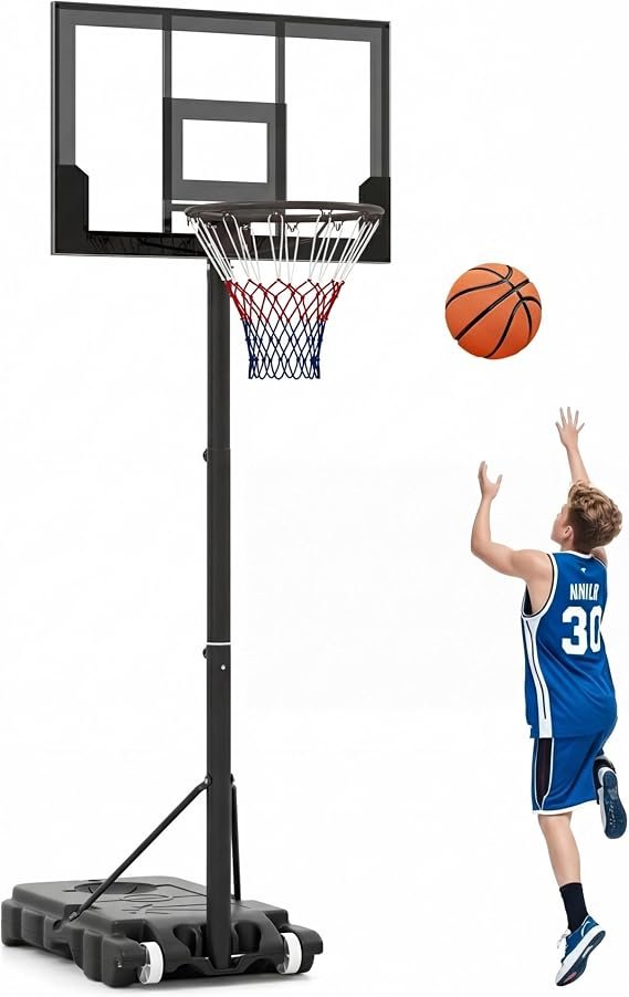 OLAKIDS Basketball Hoop Outdoor, Portable 3.3-7 FT Height Adjustable Goal System with Wheels Shatterproof Backboard, Fillable Base for Kids Youth Teens Adults Driveway Backyard Pool Indoor - Image 6