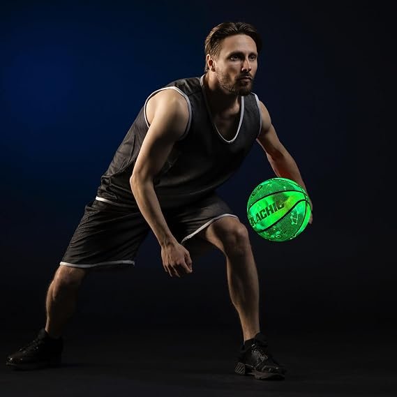 Basketball, Glow in The Dark Basketball, Glowing Leather Luminous Basketball Ball Gift for Youth, Men, Women, Indoor-Outdoor Night Game | Size 7(29.5") / 6(28.5") / 5 (27.5") with Pump - Image 2