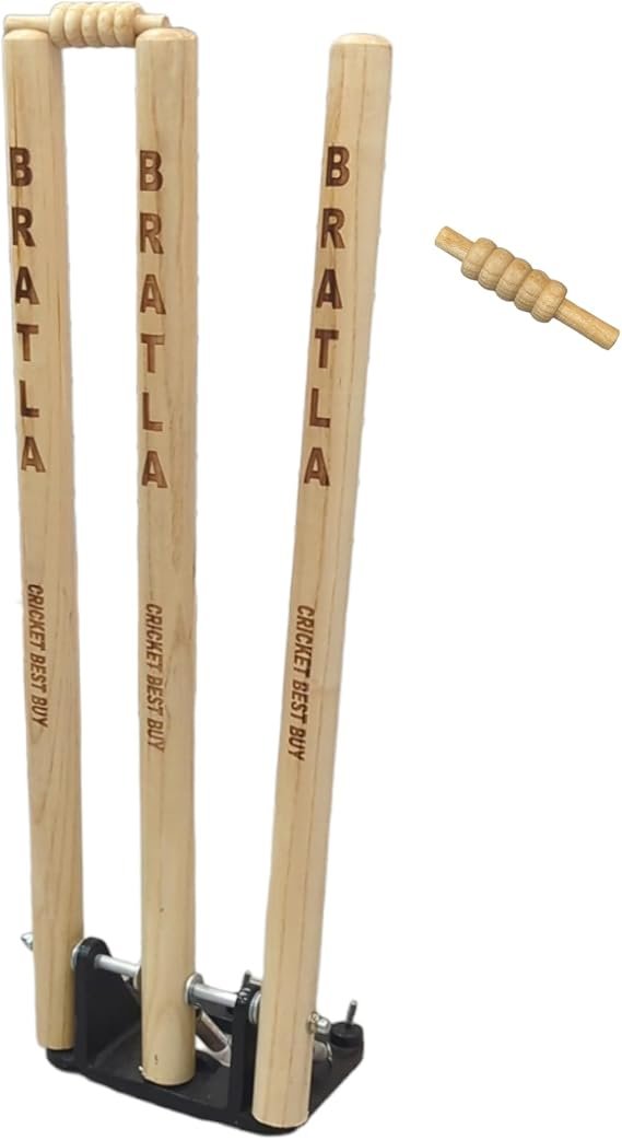 CBB Cricket Wicket Stumps Multi-Surface Placement with Wood Base