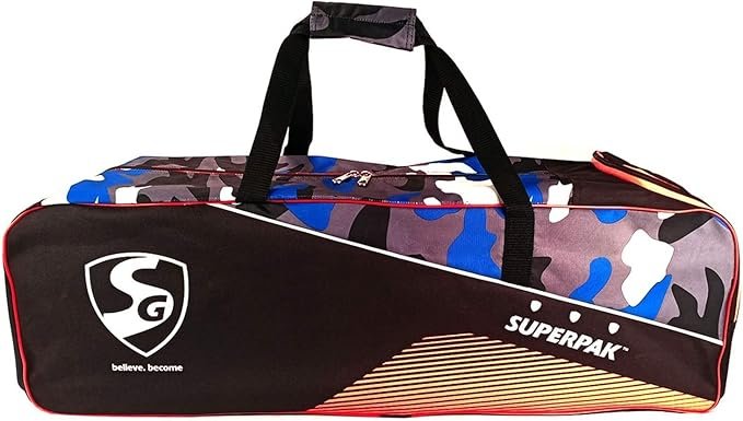 Sanspareils Greenlands SG Superpak Cricket Kit Bag for Youth and Boys Size Kit Bag (Black/Camo Blue/Orange) - Image 2