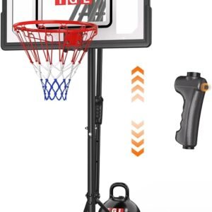 IGL Kids Basketball Hoop Outdoor | 4-8.5ft Adjustable Height | 33" Shatterproof Backboard | Fillable Base & Extra Anchor | Portable Goal w/Wheels for Backyard Driveway