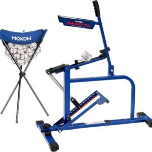 MOXOW Sagitta Manual Baseball & Softball Pitching Machine with Ball Caddy - Portable Ball Launcher for Batting and Fielding Practice, Ideal for All Skill Levels