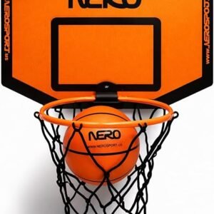 NERO SPORT Mini Basketball Hoop and Silent Ball Combo, Indoor Wall-Mounted Basketball Hoop Set with Quiet Foam Ball, Mini Backboard and Mounting Hardware for Kids, Teens, Dorm, Bedroom and Office