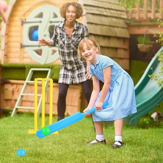 Abaodam Kids Cricket Set with Plastic Bat Ball and Stumps Cricket for Kids Outdoor Beach and Backyard Sport Game Portable Interactive Toy for Hand-Eye Coordination and Family Fun - Image 5