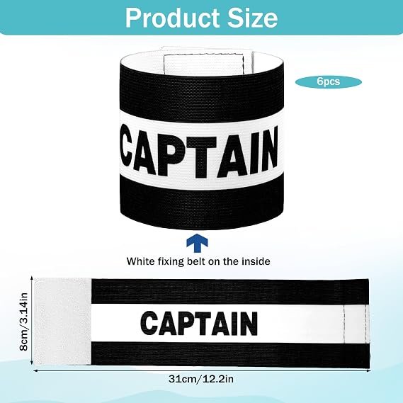 Captain Armbands for Soccer Training, 8x31 Cm/3.15x12 Inch Black Elastic Soccer Captain Armband Adjustable Leader Armbands Team Sport Arm Band Football Rugby Basketball Player Band for Adult - Image 5