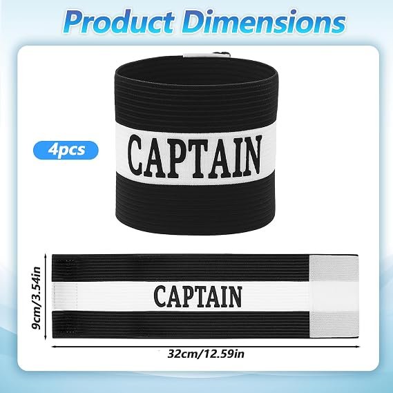 Captain Arm Bands for Soccer 4 PCS, Black Adjustable Soccer Captain Armband, Elastic Leader Armband for Football Rugby Basketball Volleyball Team Sports Adult Youth - Image 4