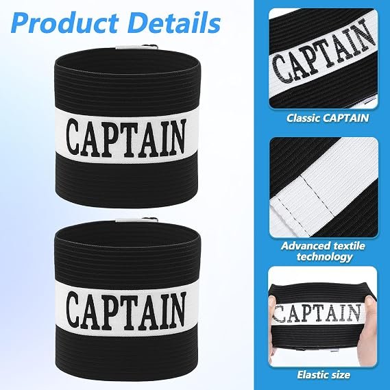 Captain Arm Bands for Soccer 4 PCS, Black Adjustable Soccer Captain Armband, Elastic Leader Armband for Football Rugby Basketball Volleyball Team Sports Adult Youth - Image 5