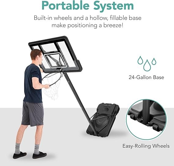 Best Choice Products 10ft Regulation Basketball Hoop, Height Adjustable Outdoor Goal w/Shock Absorbent Rim, Base Gel, 2 Wheels - Image 2