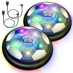 JRD&BS WINL Hover Soccer Ball Toys for Boys Girls,Rechargeable Floating Soccer Ball with Led Lights and Foam Cushion,Indoor Air Football Game for Kids Age 3-12(2Pack