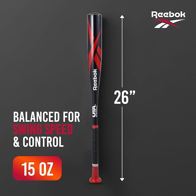 Reebok - T Ball Bat, 26-Inch Aluminum Bat for Kids & Youth, Baseball Bat for Practice, Training, and Beginners (Black) - Image 3