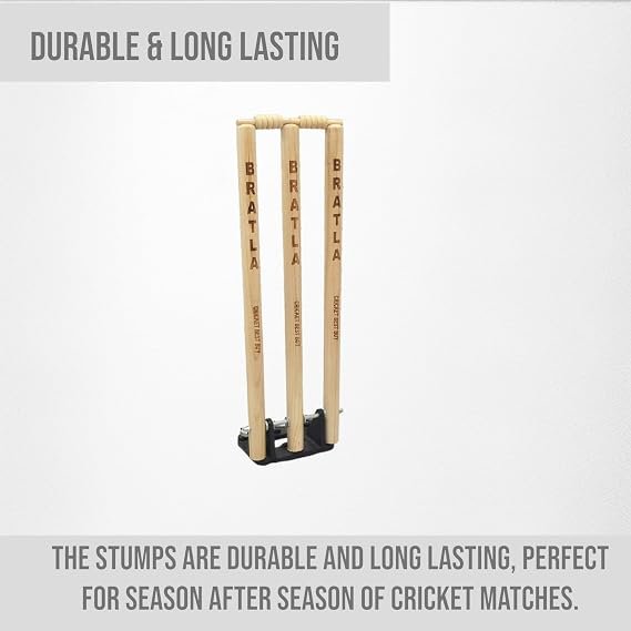 CBB Cricket Wicket Stumps Multi-Surface Placement with Wood Base - Image 2