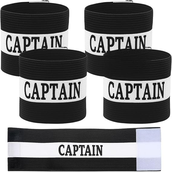 Captain Arm Bands for Soccer 4 PCS, Black Adjustable Soccer Captain Armband, Elastic Leader Armband for Football Rugby Basketball Volleyball Team Sports Adult Youth