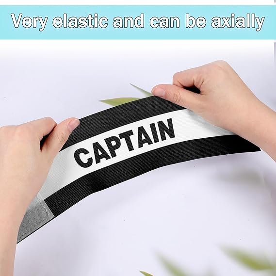 Captain Armbands for Soccer Training, 8x31 Cm/3.15x12 Inch Black Elastic Soccer Captain Armband Adjustable Leader Armbands Team Sport Arm Band Football Rugby Basketball Player Band for Adult - Image 2