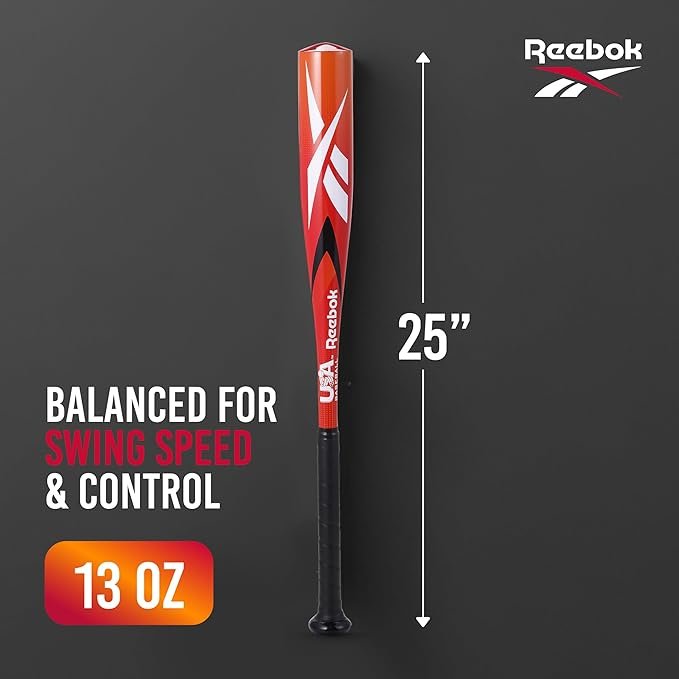 Reebok - T Ball Bat, 25-Inch Aluminum Bat for Kids & Youth, Baseball Bat for Practice, Training, and Beginners (Red) - Image 3