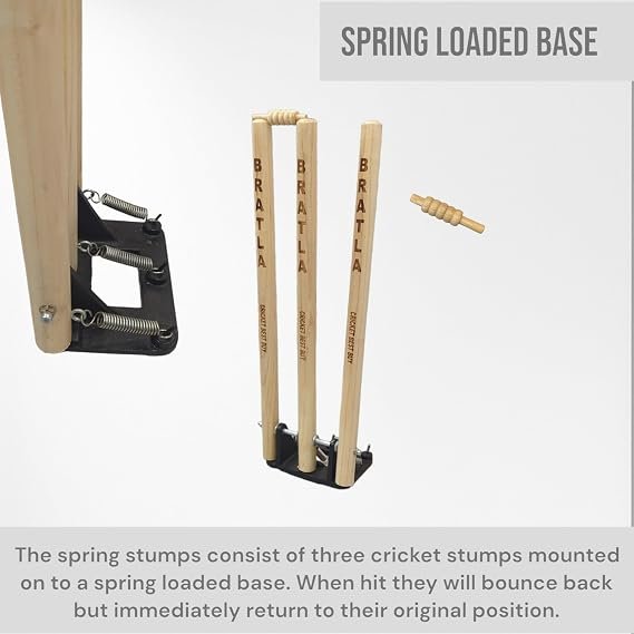 CBB Cricket Wicket Stumps Multi-Surface Placement with Wood Base - Image 4