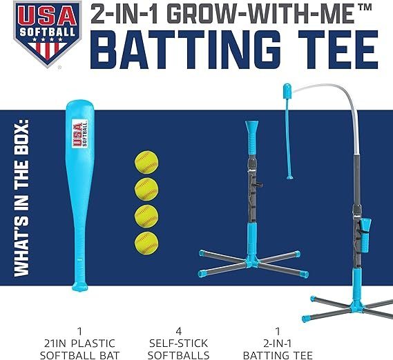 Franklin Sports Grow-with-Me Kids Baseball Batting Tee + Stand Set for Youth + Toddlers - Youth Baseball, Softball + Teeball Hitting Tee Set for Boys + Girls - Image 2