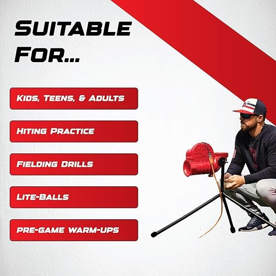 Heater Sports Slider Lite 360 Baseball Pitching Machine with Automatic Ball Feeder - Accurate 360-Degree Delivery, Durable and Portable Training Tool for All Ages - Image 2