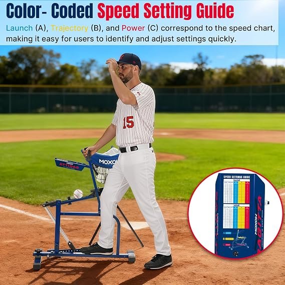 MOXOW Sagitta Manual Baseball & Softball Pitching Machine with Ball Caddy - Portable Ball Launcher for Batting and Fielding Practice, Ideal for All Skill Levels - Image 5