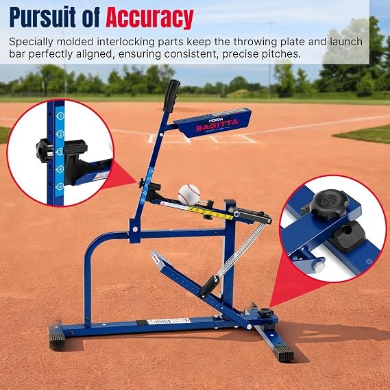 MOXOW Sagitta Manual Baseball & Softball Pitching Machine with Ball Caddy - Portable Ball Launcher for Batting and Fielding Practice, Ideal for All Skill Levels - Image 3