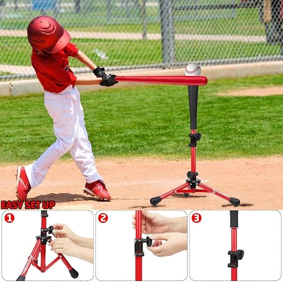 BaseGoal Baseball Tee for Kids,Youth Stand Set,Teeball Set,Youth Baseball,Softball Batting Tee Set,Easy Adjustable Height - Image 4