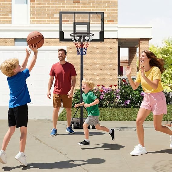 OLAKIDS Basketball Hoop Outdoor, Portable 3.3-7 FT Height Adjustable Goal System with Wheels Shatterproof Backboard, Fillable Base for Kids Youth Teens Adults Driveway Backyard Pool Indoor - Image 4