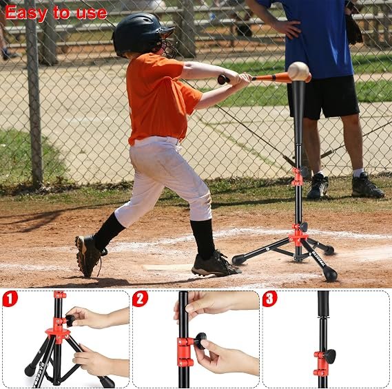 BaseGoal Baseball Tee for Kids,Batting Tee,Softball Tee,Youth Hitting Tee,Teeball Tee,Travel Tee,Easy Adjustable Height - Image 4