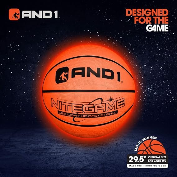 AND1 Nitegame LED Light Up Basketball - Impact Activated Glow in The Dark - Regulation (29.5 inches), for Outdoor or Indoor, Sold Deflated - Image 3