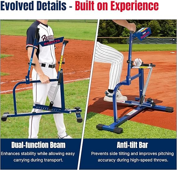 MOXOW Sagitta Manual Baseball & Softball Pitching Machine with Ball Caddy - Portable Ball Launcher for Batting and Fielding Practice, Ideal for All Skill Levels - Image 2