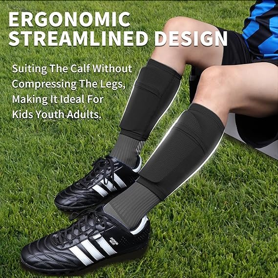 LPONJAR Soccer Shin Guards for Kids Youth Adults | Shin Pads and Sleeves, Optimized Insert Pocket, For Boys Girls Men Women, For Football Games, Protective Soccer Equipment - Image 6