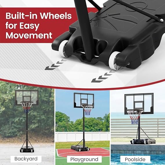 OLAKIDS Basketball Hoop Outdoor, Portable 3.3-7 FT Height Adjustable Goal System with Wheels Shatterproof Backboard, Fillable Base for Kids Youth Teens Adults Driveway Backyard Pool Indoor - Image 5
