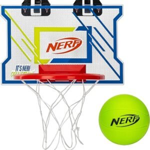 NERFOOP Elite Basketball Hoop Set - Over the Door Mini Hoop Set with NERF Foam Basketball - Perfect Bedroom + Office Accessory - Includes Foam Ball